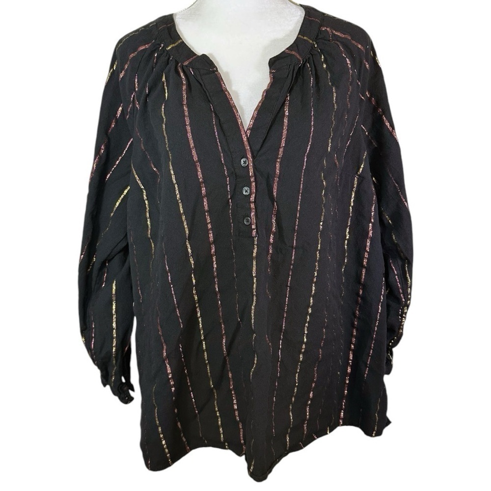 🌸Lane Bryant - Black with Metallic Stripe Tunic- Size 18/20